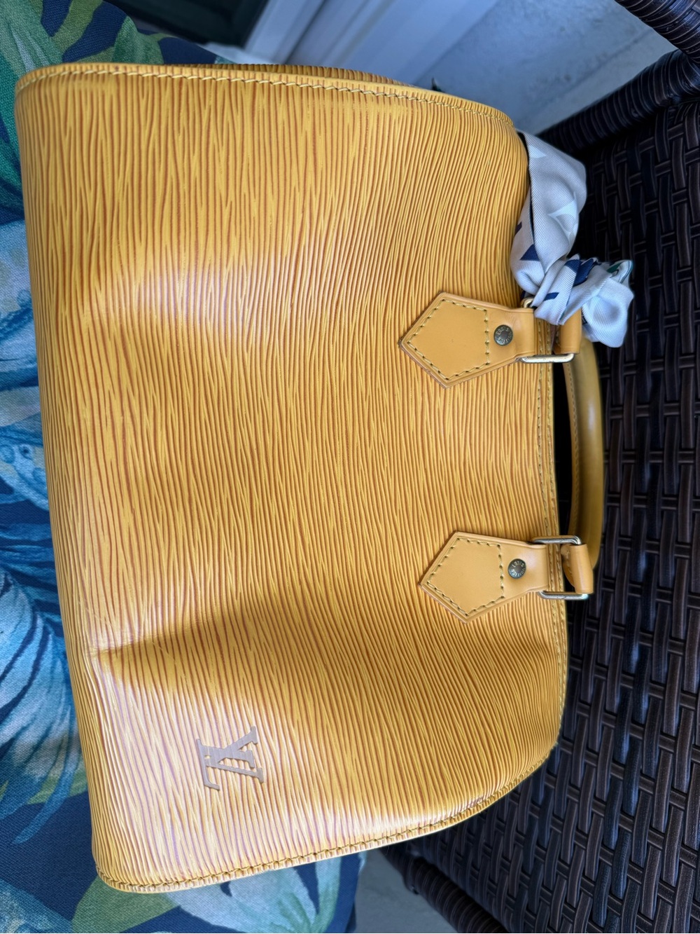 Yellow fall like LV bag real LetheTextured Mustard Tote Handbag with Logo Accent